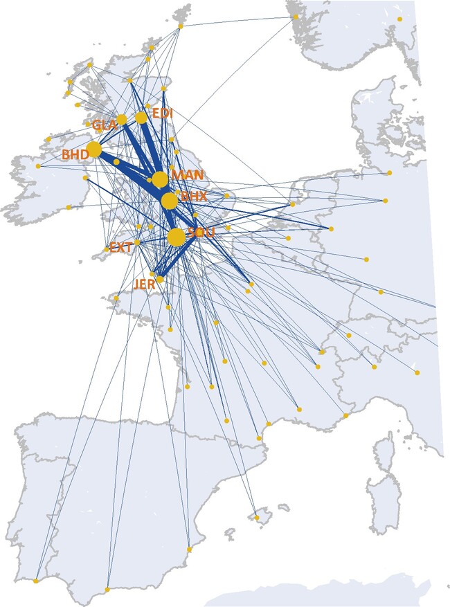 FlyBE Route network