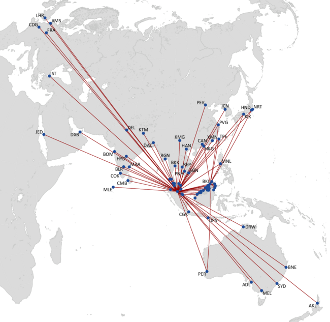 Malaysian Airlines Route Network