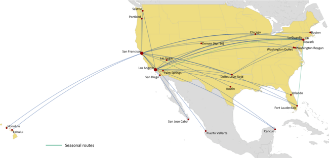 VIRGIN AMERICA ROUTE MAP