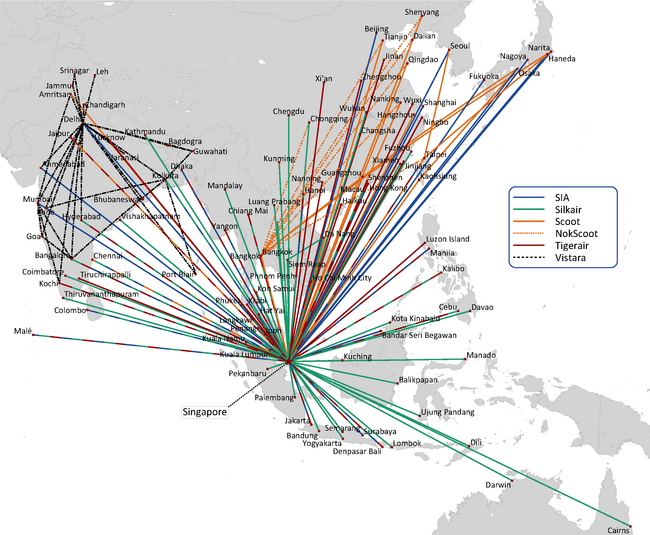 SIA REGIONAL ROUTE NETWORK