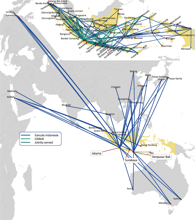 GARUDA INDONESIA ROUTE MAP