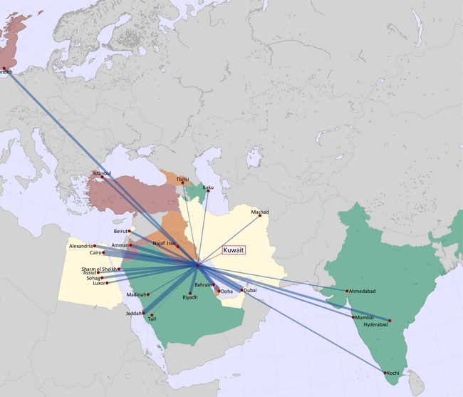 JAZEERA AIRWAYS ROUTE MAP