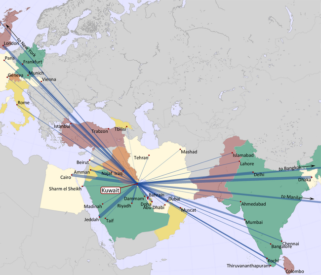 KUWAIT AIRWAYS ROUTE MAP