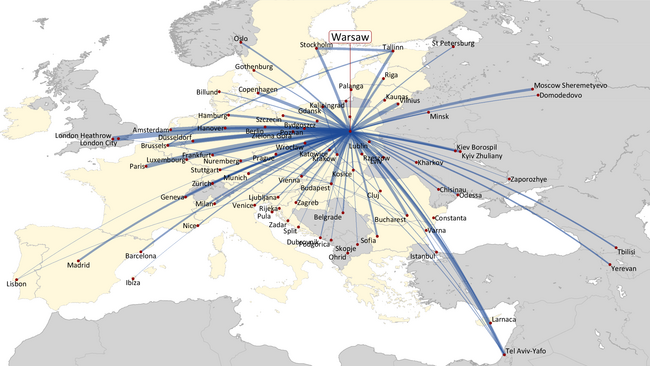 LOT POLISH AIRLINES SHORT HAUL ROUTE NETWORK