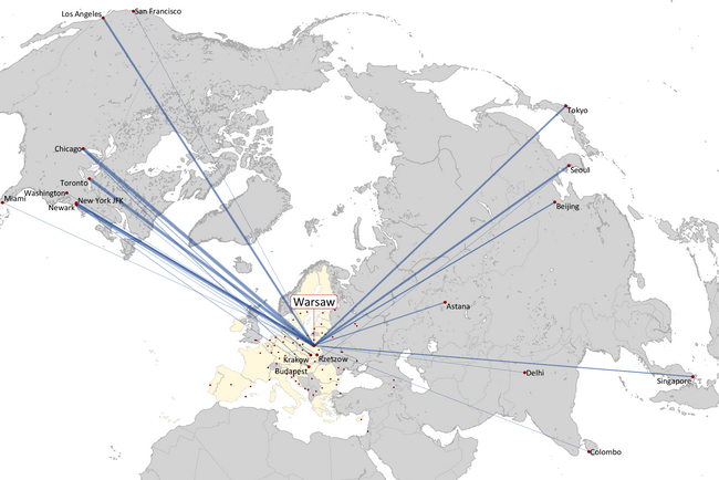 LOT POLISH AIRLINES LONG HAUL ROUTE NETWORK