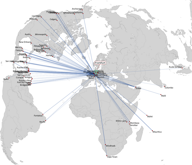 CONDOR: LONG HAUL ROUTE NETWORK
