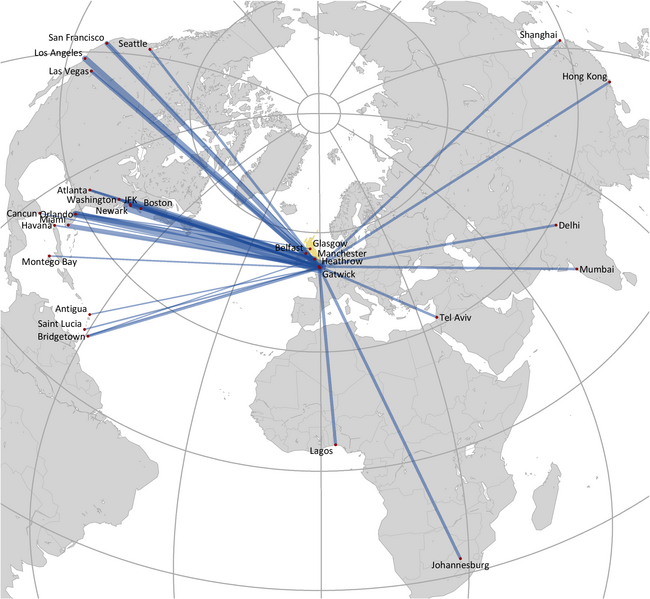 VIRGIN ATLANTIC: (PRE-COVID) ROUTE MAP