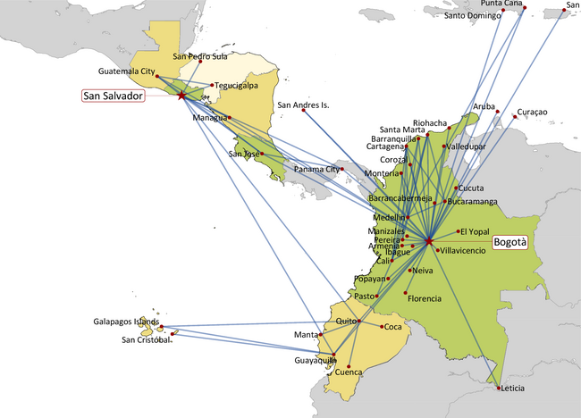 AVIANCA: DOMESTIC AND SHORT-HAUL ROUTE MAP