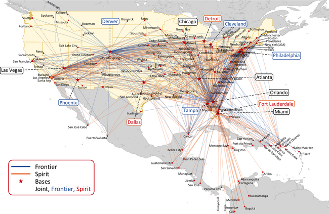 SPIRIT/FRONTIER ROUTE MAP
