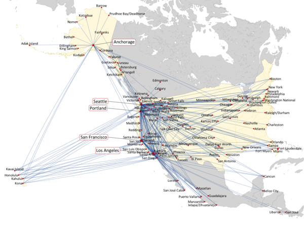 ALASKA AIRLINES: ROUTE MAP
