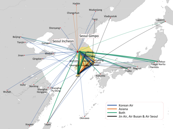 KOREAN AND ASIANA DOMESTIC AND SHORT-HAUL NETWORKS