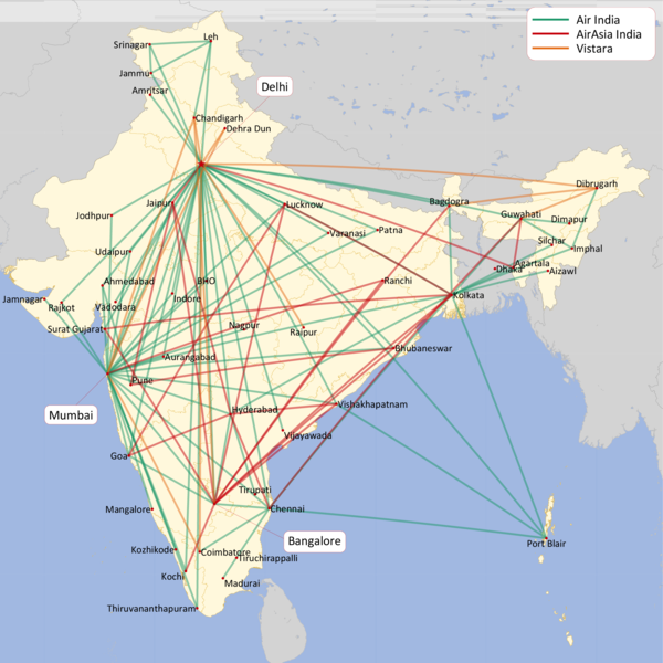 AIR INDIA: DOMESTIC ROUTE MAP