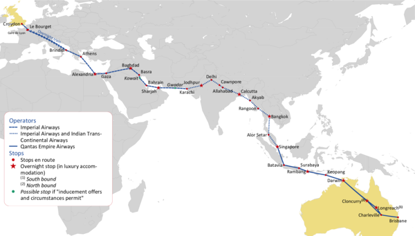IMPERIAL AIRWAYS ROUTE TO AUSTRALIA 1935